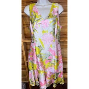 Natori Passion Peony Flouse Hem Dress NWT Size 10